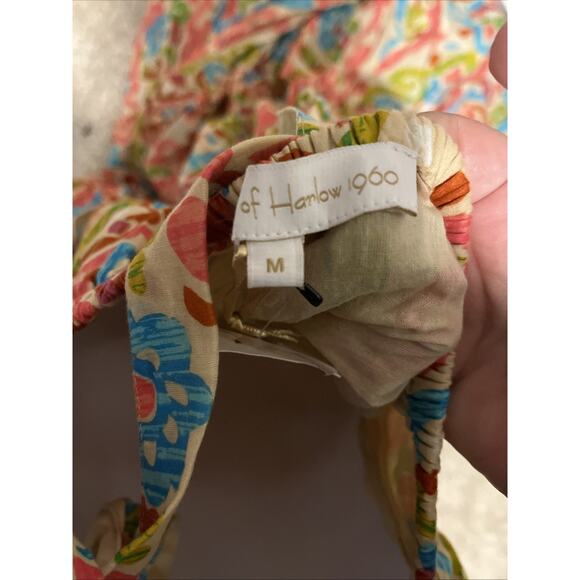 House of Harlow Printed Buttondown Tie Sleeveless Bohemian Maxi Dress New M - Picture 9 of 9